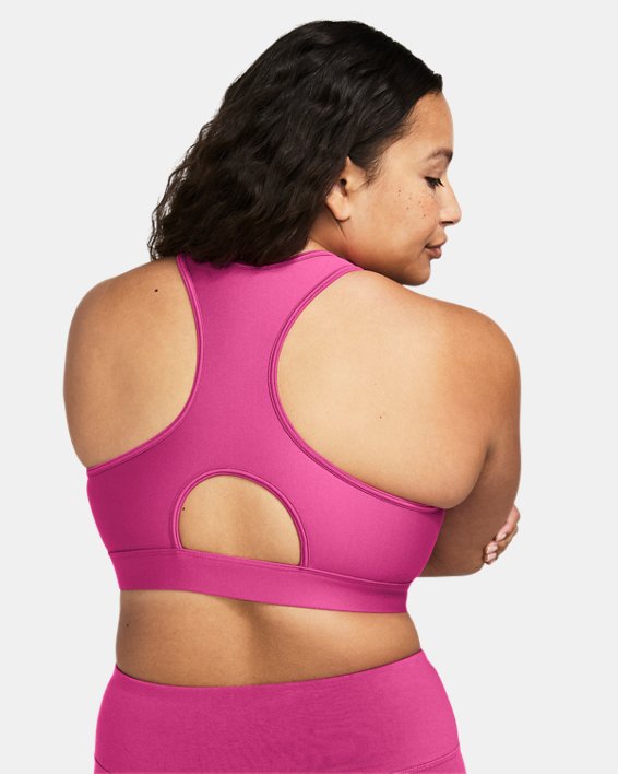 Women's HeatGear® Mid Padless Sports Bra, Pink, pdpMainDesktop image number 7